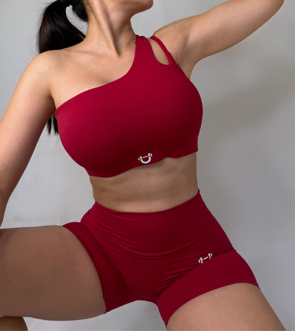 one shoulder sports  bra